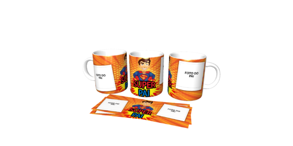 Caneca porcelana super pai com foto e frase