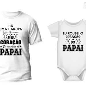 Kit Camiseta + Body uma garota roubo meu coração