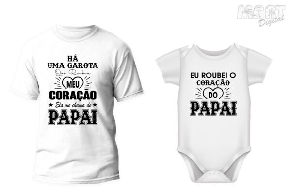 Kit Camiseta + Body uma garota roubo meu coração