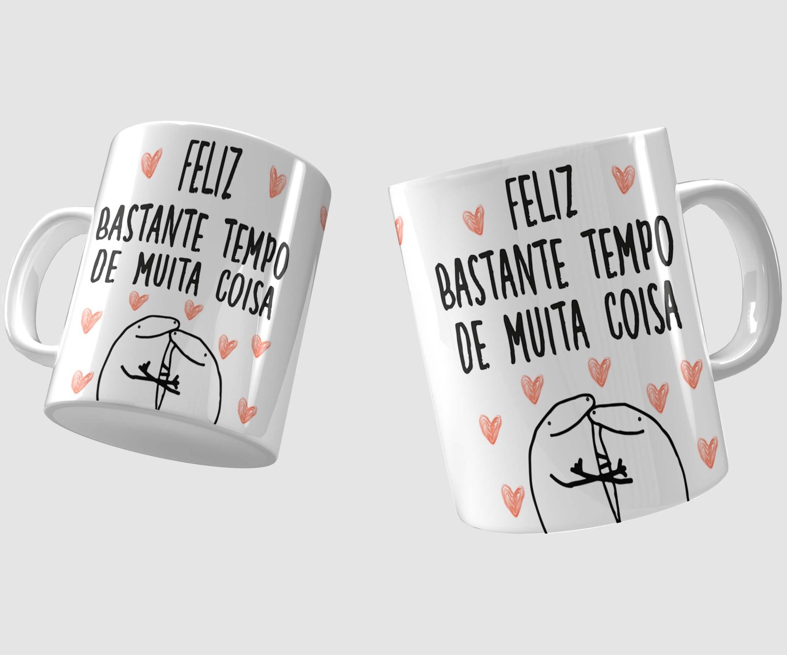 Caneca Casal Divertida Feliz Bastante Tempo de Muita Coisa