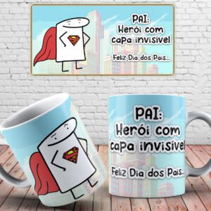 caneca flork pai heroi com capa invisivel